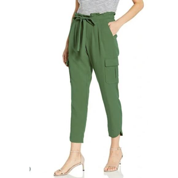 Ramy Brook Satin Pocket Allyn High Waisted Crop Cargo Pants Spruce Green Size XS - Picture 1 of 11